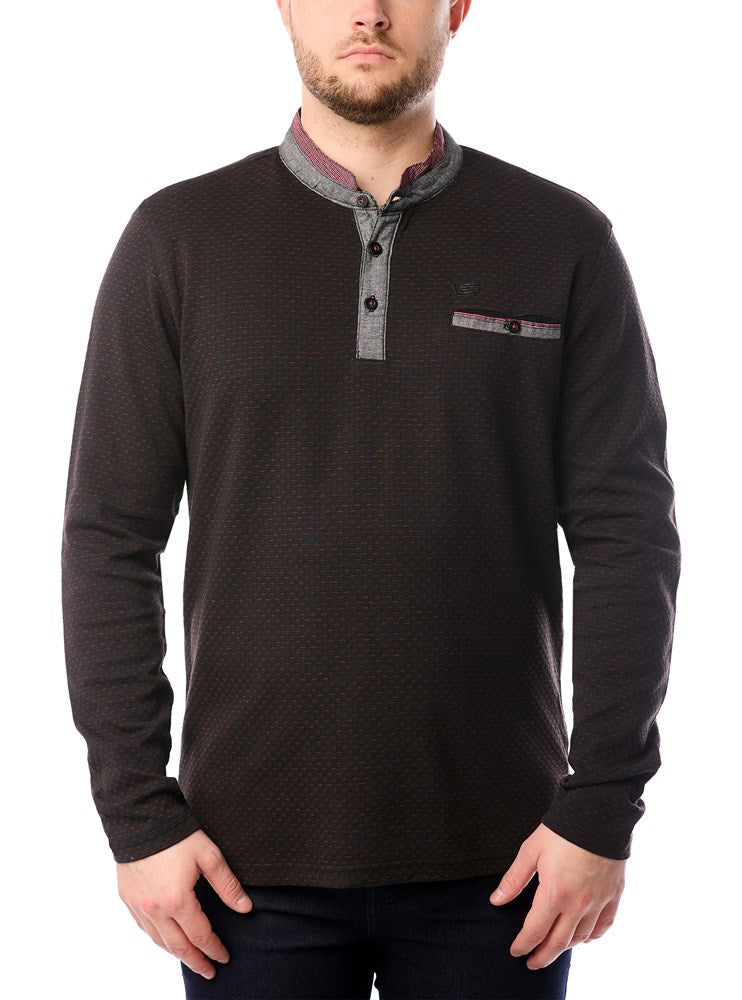 T-SHIRT À MANCHES LONGUES HENLEY POUR HOMMES