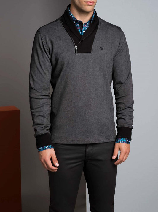 T-SHIRT MANCHES LONGUES À COL CHÂLE POUR HOMME