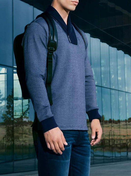 T-SHIRT MANCHES LONGUES À COL CHÂLE POUR HOMME